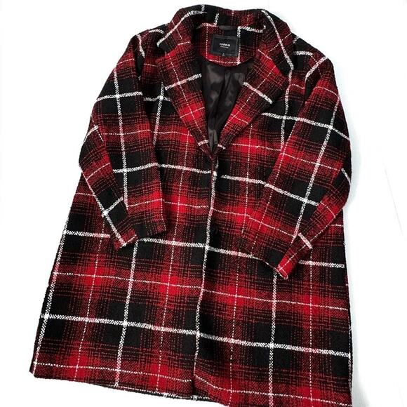 Torrid Red & Black Plaid Woolen Wedge Coat size 3 women’s pea coat - Picture 2 of 12